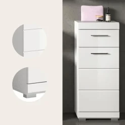 Merkloos Hioshop Scout badkamerkast 1 deur- 1 lade wit hoogglans- wit Hot