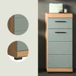 Merkloos Hioshop Scout badkamerkast 1 deur- 1 lade salvie decor- eiken decor Outlet