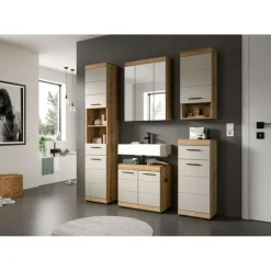 Merkloos Hioshop Scout badkamerkast 1 deur- 1 lade kasjmier decor mat- eiken decor Best