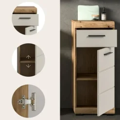 Merkloos Hioshop Scout badkamerkast 1 deur- 1 lade kasjmier decor mat- eiken decor Best