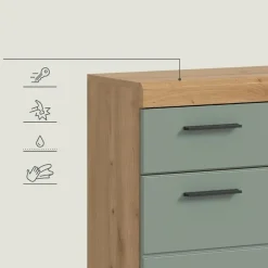 Merkloos Hioshop Scout badkamerkast 2 deuren- 1 lade salvie decor- eiken decor Online