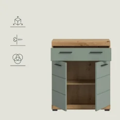 Merkloos Hioshop Scout badkamerkast 2 deuren- 1 lade salvie decor- eiken decor Online