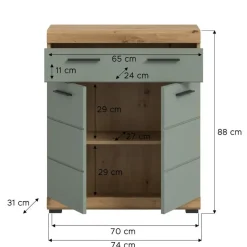 Merkloos Hioshop Scout badkamerkast 2 deuren- 1 lade salvie decor- eiken decor Online