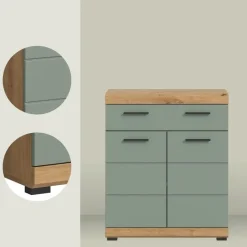 Merkloos Hioshop Scout badkamerkast 2 deuren- 1 lade salvie decor- eiken decor Online