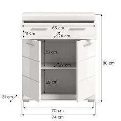Merkloos Hioshop Scout badkamerkast 2 deuren- 1 lade wit hoogglans- wit Online
