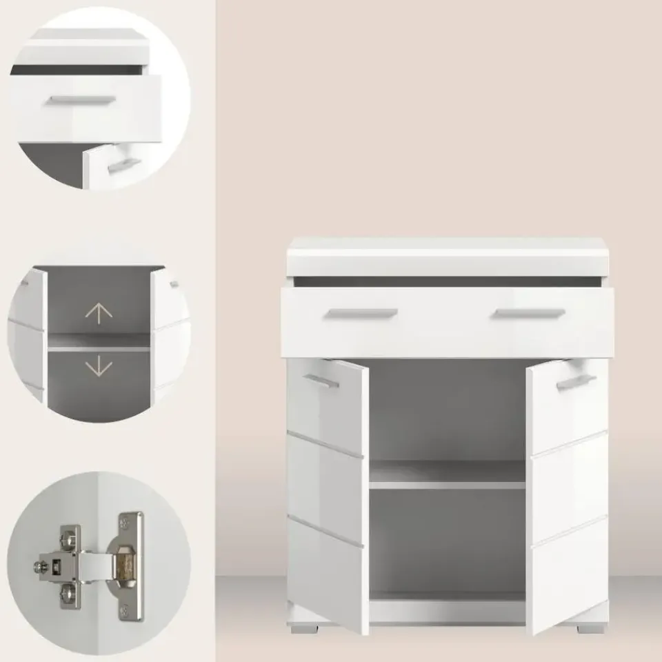 Merkloos Hioshop Scout badkamerkast 2 deuren- 1 lade wit hoogglans- wit Online