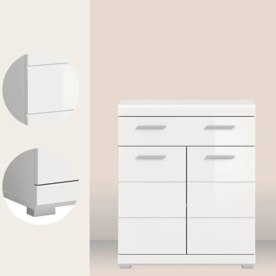 Merkloos Hioshop Scout badkamerkast 2 deuren- 1 lade wit hoogglans- wit Online