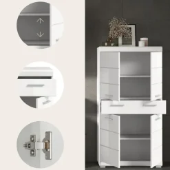 Merkloos Hioshop Scout kolomkast 4 deuren- 1 lade wit hoogglans- wit New