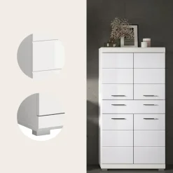 Merkloos Hioshop Scout kolomkast 4 deuren- 1 lade wit hoogglans- wit New