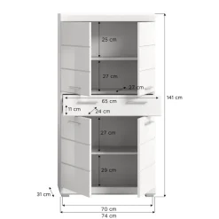 Merkloos Hioshop Scout kolomkast 4 deuren- 1 lade wit hoogglans- wit New