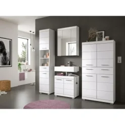 Merkloos Hioshop Scout kolomkast 4 deuren- 1 lade wit hoogglans- wit New