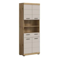 Merkloos Hioshop Scout kolomkast 4 deuren- 1 lade- 2 planken kasjmier decor mat- eiken Outlet