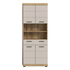 Merkloos Hioshop Scout kolomkast 4 deuren- 1 lade- 2 planken kasjmier decor mat- eiken Outlet