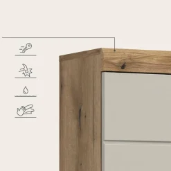 Merkloos Hioshop Scout kolomkast 4 deuren- 1 lade- 2 planken kasjmier decor mat- eiken Outlet