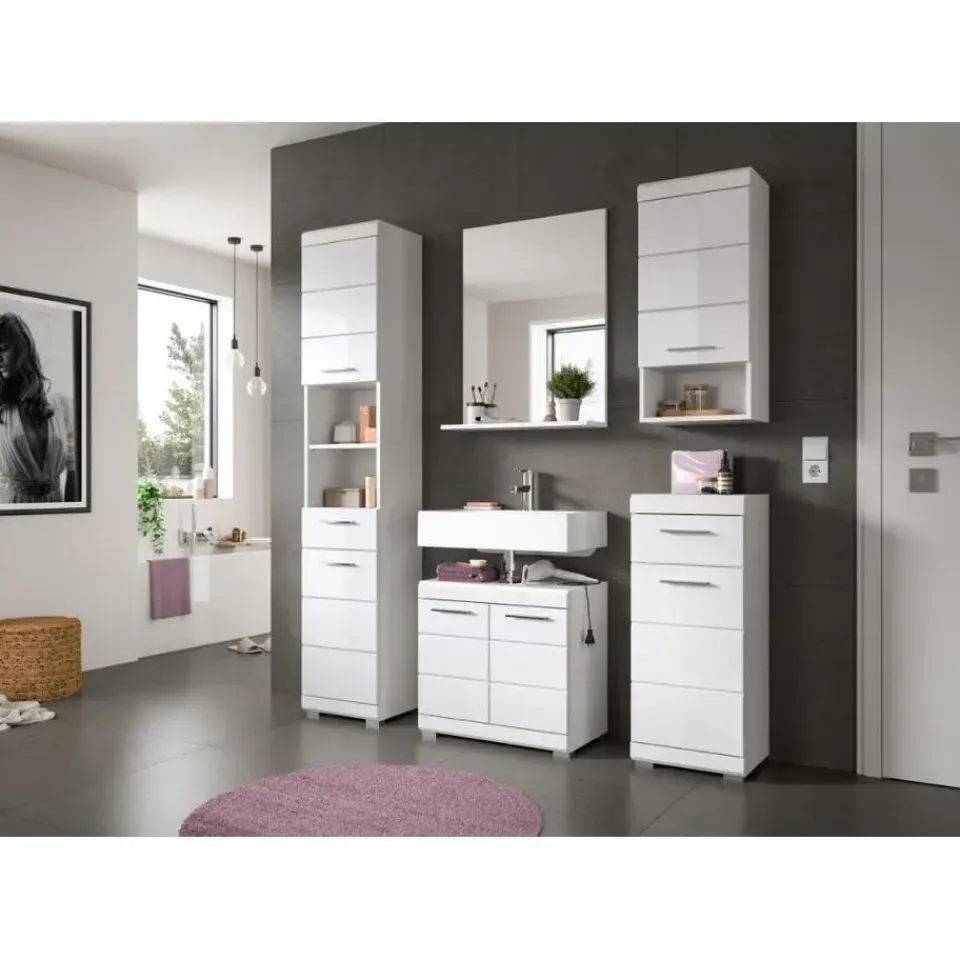 Merkloos Hioshop Scout spiegel bad 1 deur- 1 plank wit hoogglans- wit Clearance