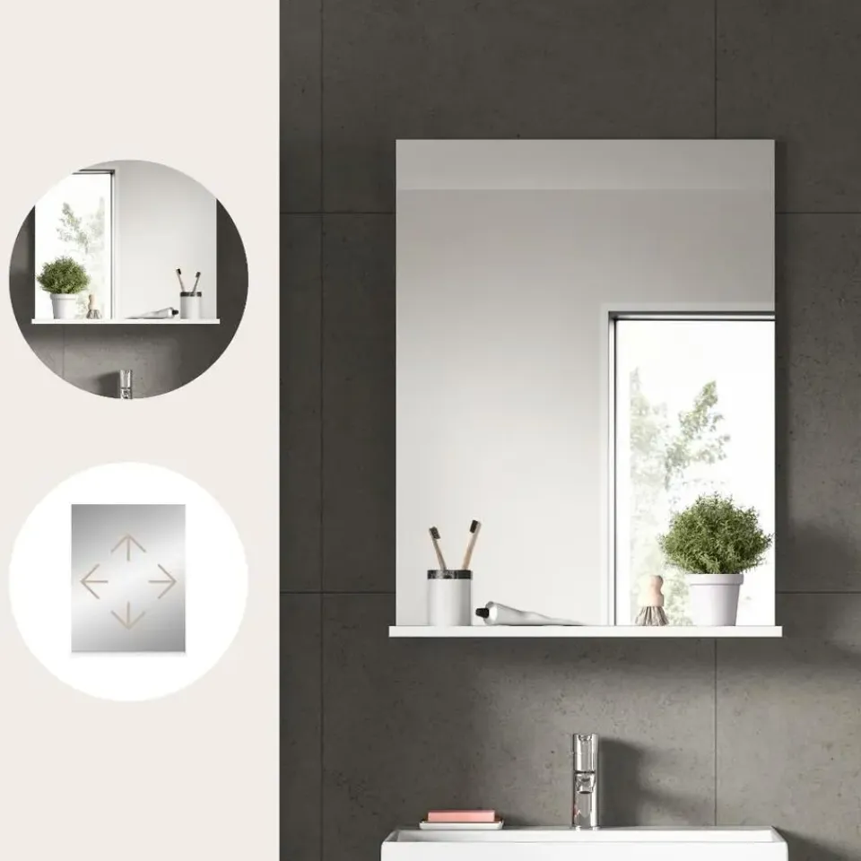 Merkloos Hioshop Scout spiegel bad 1 deur- 1 plank wit hoogglans- wit Clearance