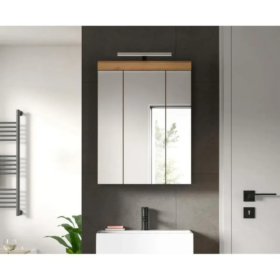 Merkloos Hioshop Scout spiegelkast 2 deuren- 3 spiegeldeuren- 3 planken salvie decor- Outlet