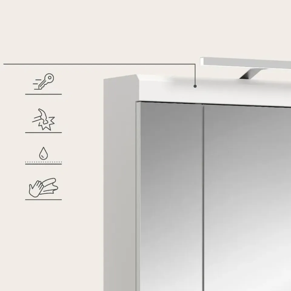 Merkloos Hioshop Scout spiegelkast inclusief verlichting 2 deuren- 3 spiegeldeuren- 3 Clearance