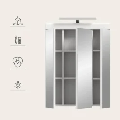 Merkloos Hioshop Scout spiegelkast inclusief verlichting 2 deuren- 3 spiegeldeuren- 3 Clearance