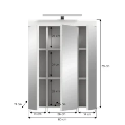 Merkloos Hioshop Scout spiegelkast inclusief verlichting 2 deuren- 3 spiegeldeuren- 3 Clearance