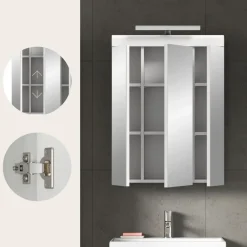 Merkloos Hioshop Scout spiegelkast inclusief verlichting 2 deuren- 3 spiegeldeuren- 3 Clearance