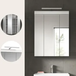 Merkloos Hioshop Scout spiegelkast inclusief verlichting 2 deuren- 3 spiegeldeuren- 3 Clearance