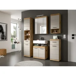 Merkloos Hioshop Scout spiegelkast inclusief verlichting 3 spiegeldeuren eiken decor Online