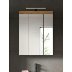 Merkloos Hioshop Scout spiegelkast inclusief verlichting 3 spiegeldeuren eiken decor Online
