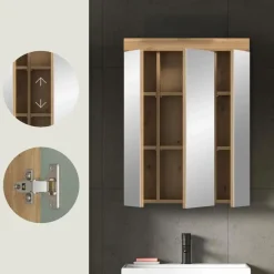 Merkloos Hioshop Scout spiegelkast 3 spiegeldeuren salvie decor- eiken decor Hot