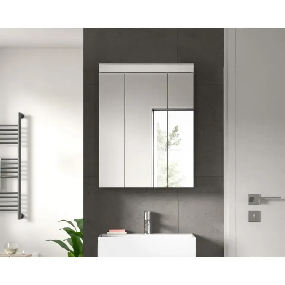 Merkloos Hioshop Scout spiegelkast 3 spiegeldeuren wit hoogglans- wit Discount