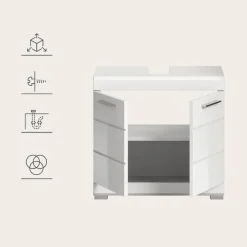 Merkloos Hioshop Scout wastafel 2 deuren- 2 lades wit hoogglans- wit Sale