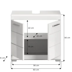 Merkloos Hioshop Scout wastafel 2 deuren- 2 lades wit hoogglans- wit Sale