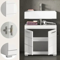 Merkloos Hioshop Scout wastafel 2 deuren- 2 lades wit hoogglans- wit Sale