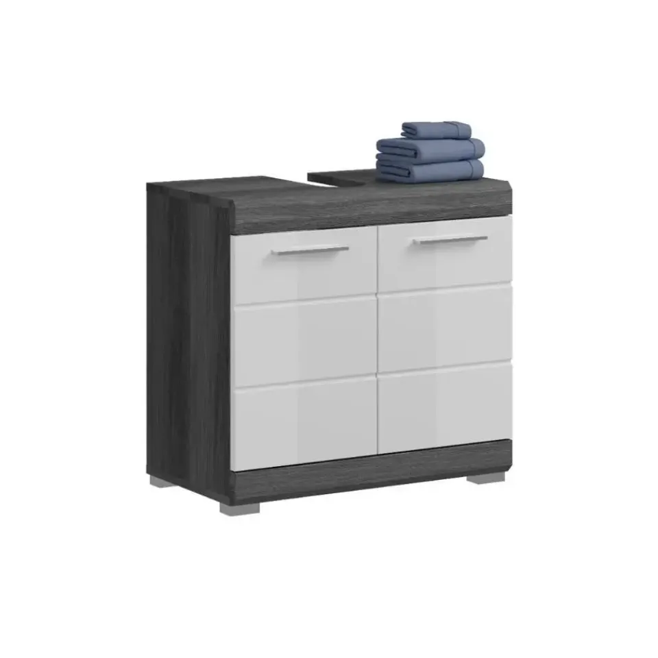 Merkloos Hioshop Scout wastafel 2 deuren wit hoogglans- grijs Online