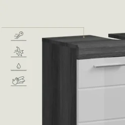 Merkloos Hioshop Scout wastafel 2 deuren wit hoogglans- grijs Online