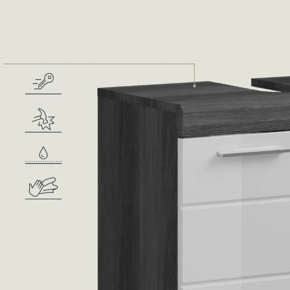 Merkloos Hioshop Scout wastafel 2 deuren wit hoogglans- grijs Online