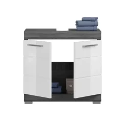 Merkloos Hioshop Scout wastafel 2 deuren wit hoogglans- grijs Online