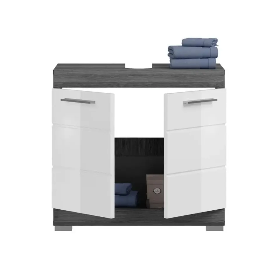 Merkloos Hioshop Scout wastafel 2 deuren wit hoogglans- grijs Online