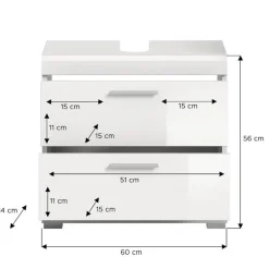 Merkloos Hioshop Scout wastafel 2 deuren- 2 lades- 2 planken wit hoogglans- wit Hot