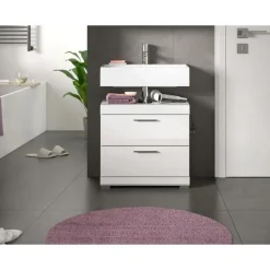 Merkloos Hioshop Scout wastafel 2 deuren- 2 lades- 2 planken wit hoogglans- wit Hot