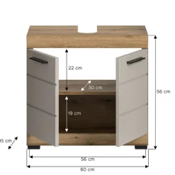 Merkloos Hioshop Scout wastafel 2 deuren kasjmier decor mat- eiken decor