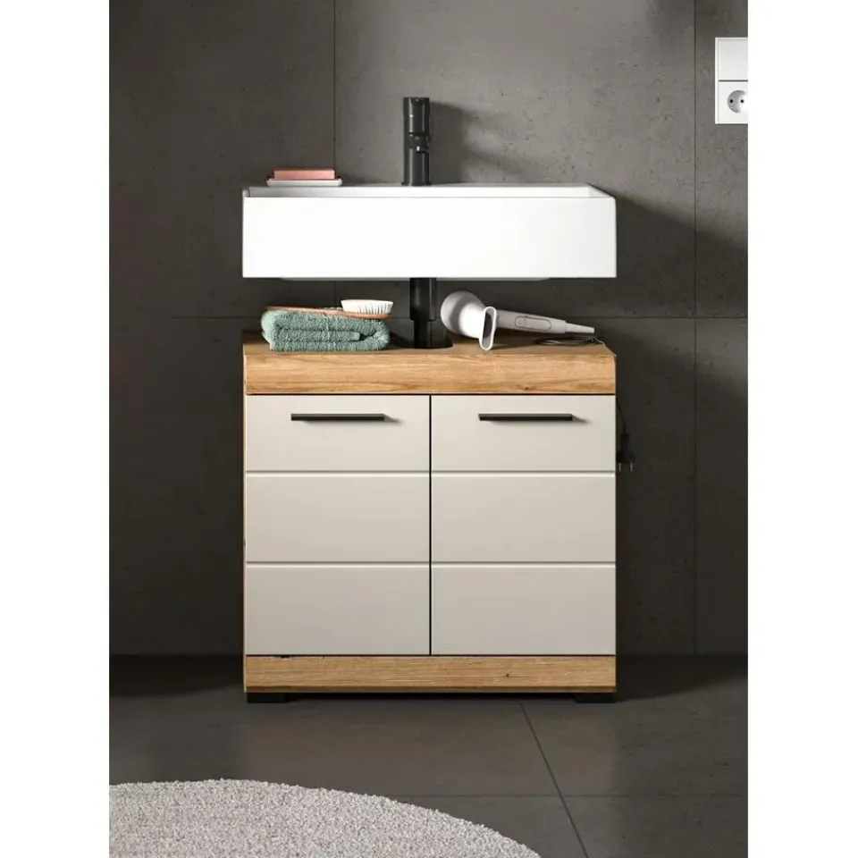 Merkloos Hioshop Scout wastafel 2 deuren kasjmier decor mat- eiken decor