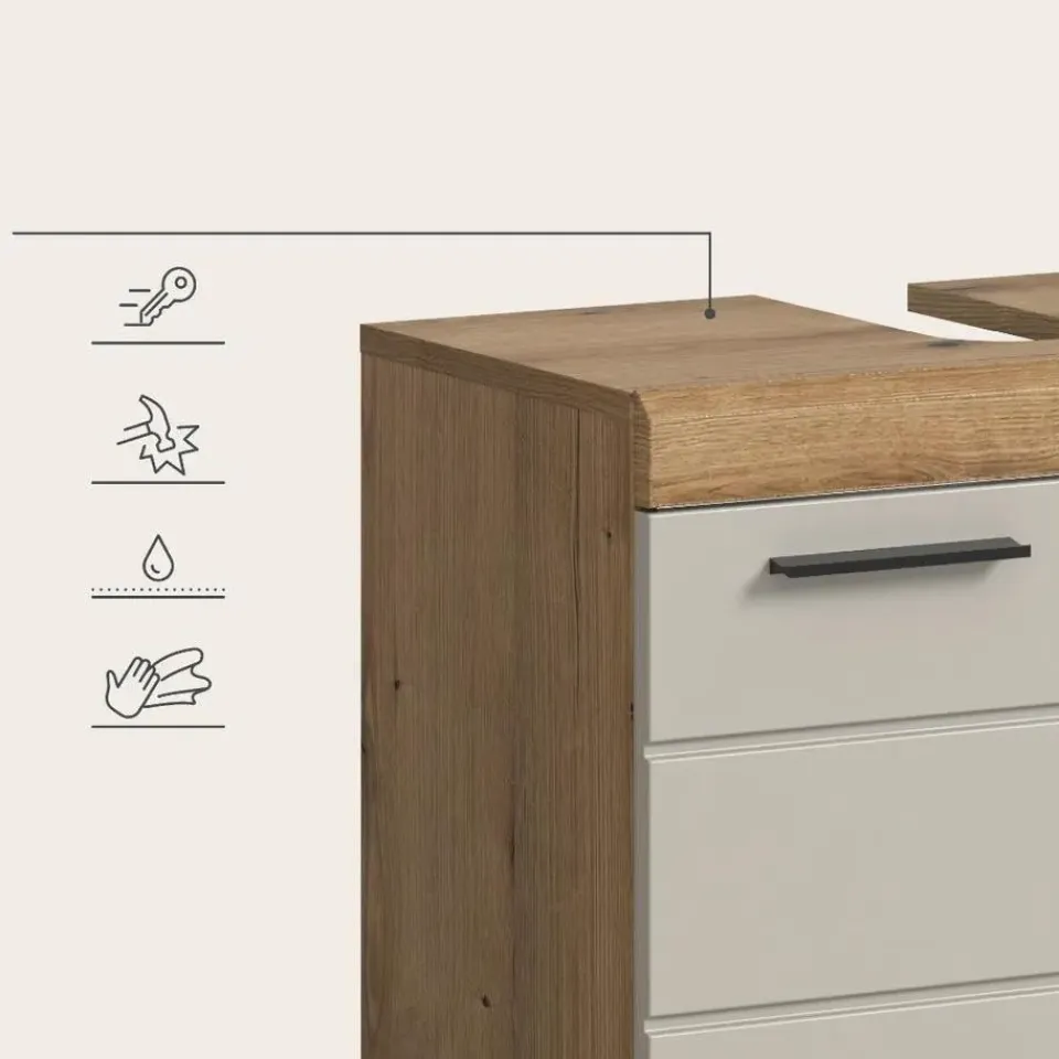 Merkloos Hioshop Scout wastafel 2 deuren kasjmier decor mat- eiken decor