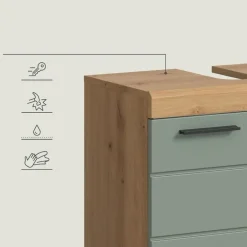 Merkloos Hioshop Scout wastafel 2 deuren- 2 lades salvie decor- eiken decor Online