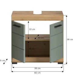 Merkloos Hioshop Scout wastafel 2 deuren- 2 lades salvie decor- eiken decor Online