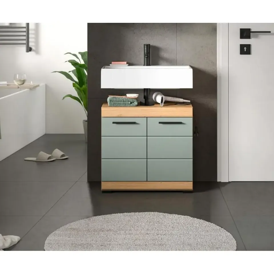 Merkloos Hioshop Scout wastafel 2 deuren- 2 lades salvie decor- eiken decor Online