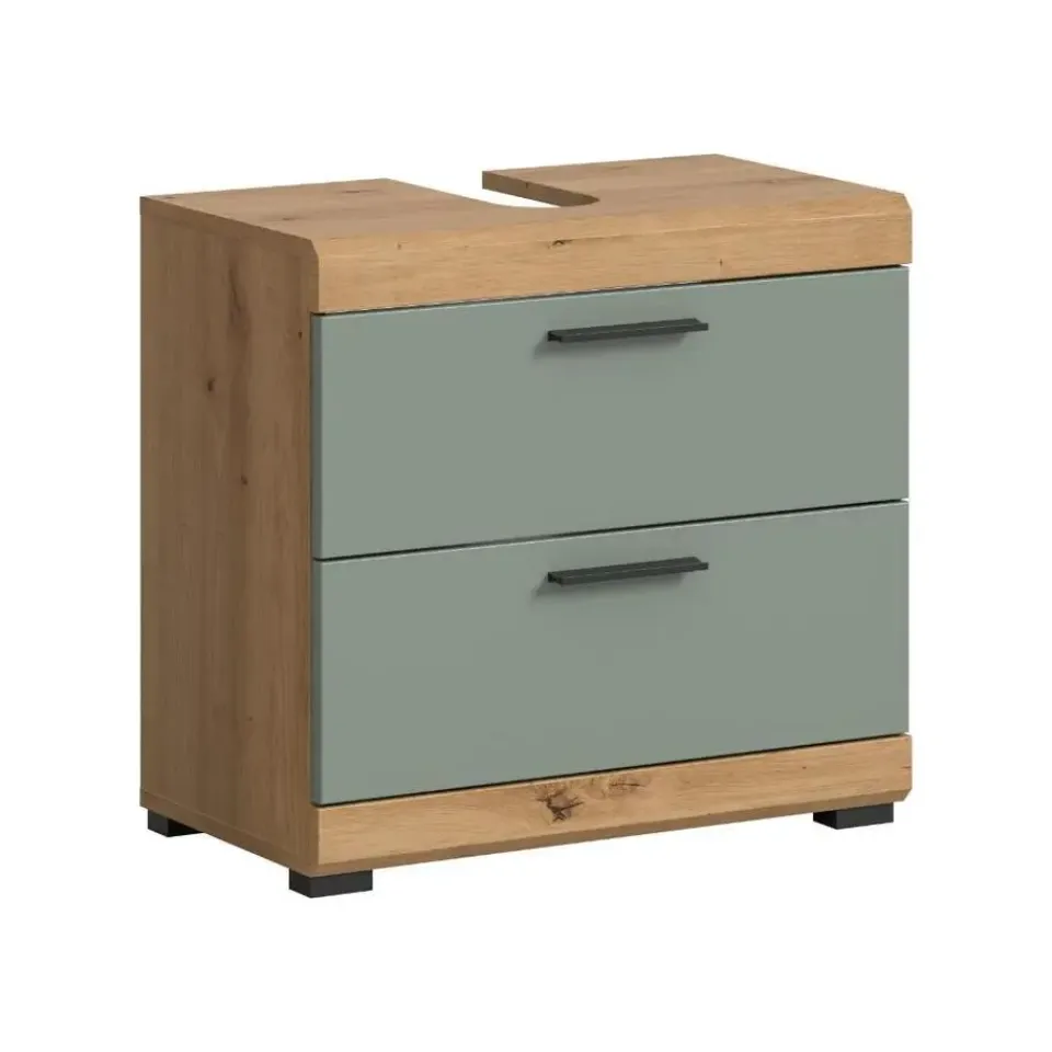 Merkloos Hioshop Scout wastafel 2 deuren- 2 lades- 2 planken salvie decor- eiken decor Hot