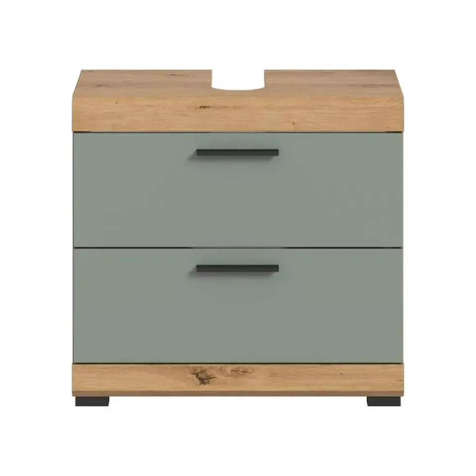Merkloos Hioshop Scout wastafel 2 deuren- 2 lades- 2 planken salvie decor- eiken decor Hot