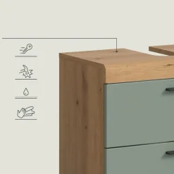 Merkloos Hioshop Scout wastafel 2 deuren- 2 lades- 2 planken salvie decor- eiken decor Hot