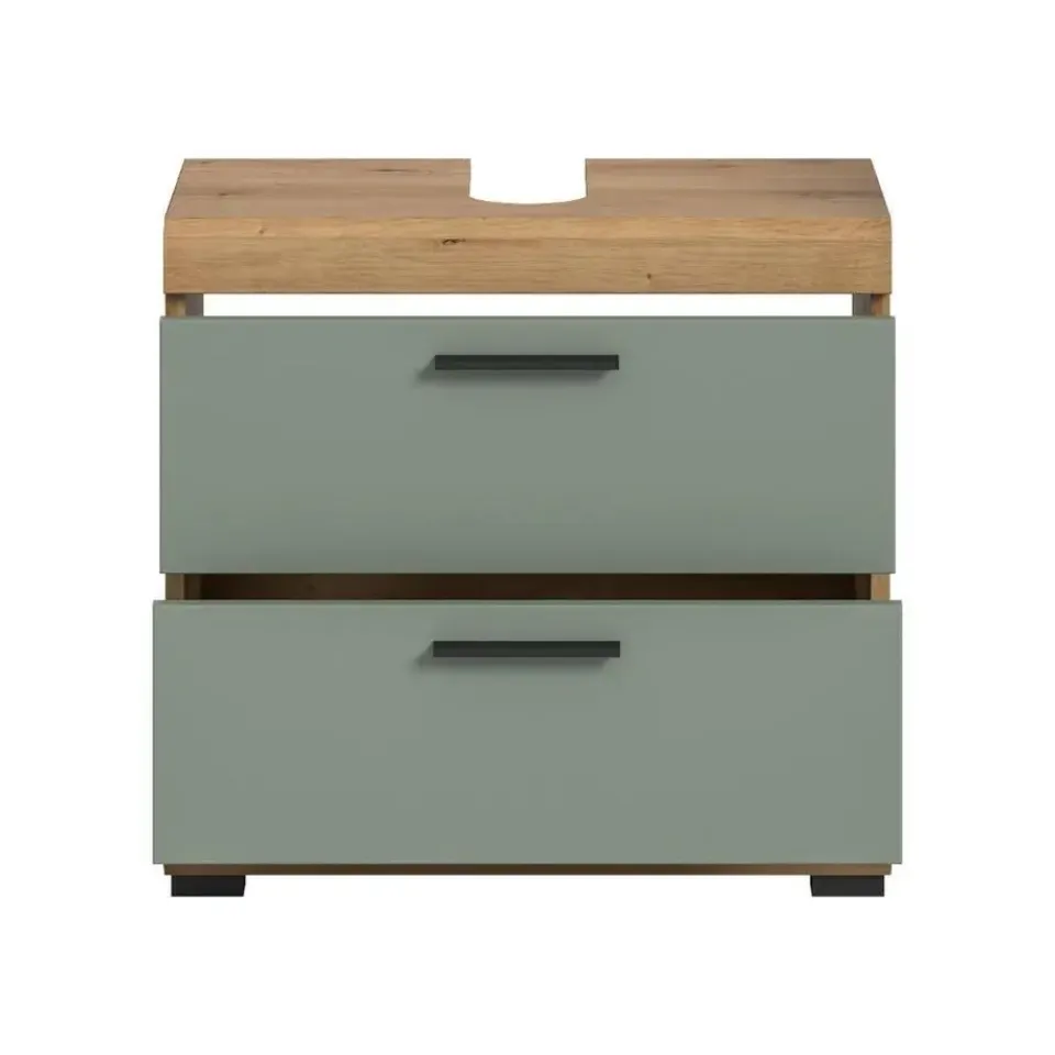 Merkloos Hioshop Scout wastafel 2 deuren- 2 lades- 2 planken salvie decor- eiken decor Hot